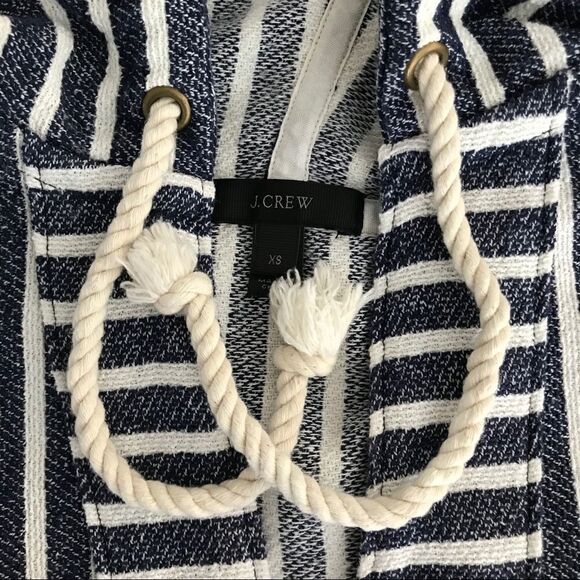 J. Crew Blue / Cream Striped Nautical Coastal Popover Beach Hoodie - Picture 14 of 16